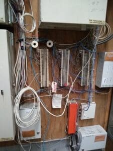 network closet with wires